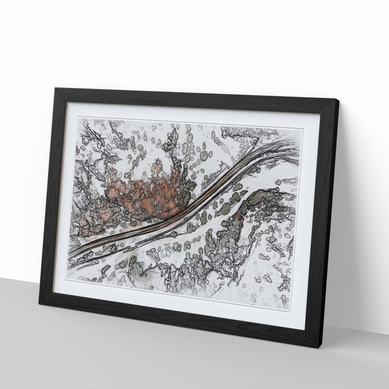 The Road to Nowhere in Abstract - Framed Print, Black, 35cm H x 50cm W x 2cm D