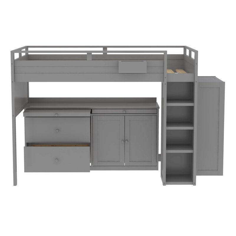Lit mezzanine simple pour enfant Ilakkiyen, gris