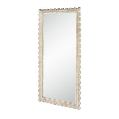Lacie Scalloped Rattan Floor Mirror