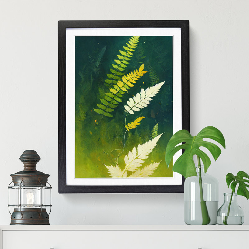 Aaren Fern Leaf Art - Picture Frame Print, Black, 64cm H x 46cm W x 2cm D