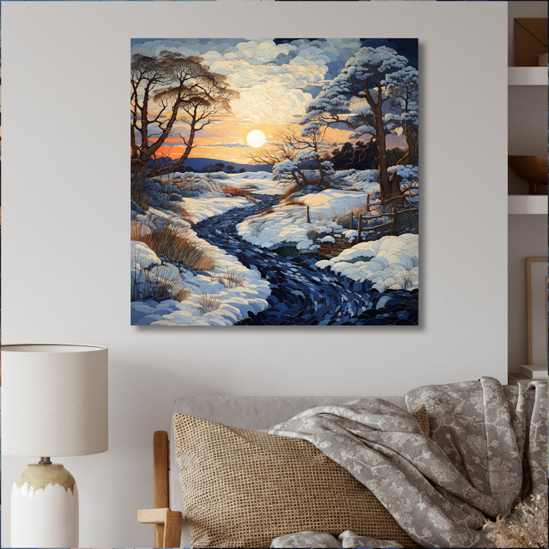 Snow Winters Sunset Solitude - Landscapes Canvas Wall Art, H 16 po x l 16 po x P 1 po, Toile tendue