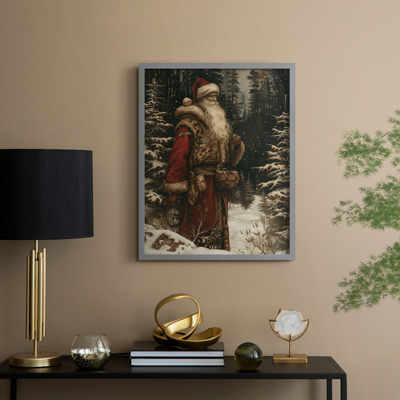«Christmas Holiday Art DCxxxi», reproduction d'art encadrée - bois massif, Gris