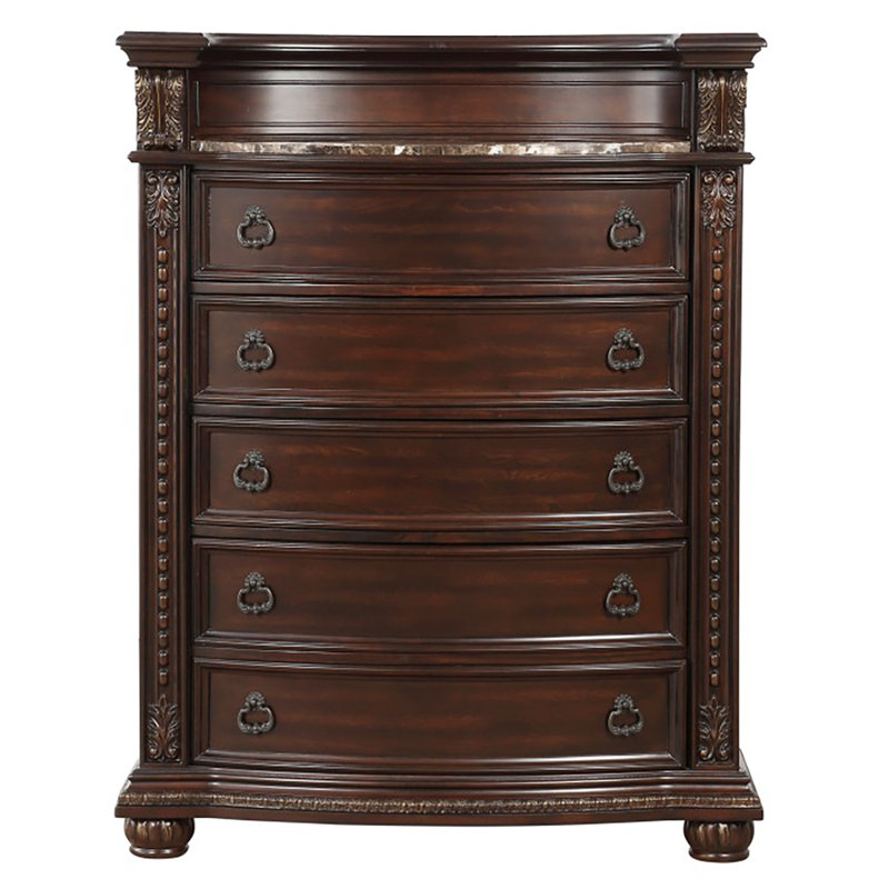 Commode 5 tiroirs Axxel, Cerise foncée