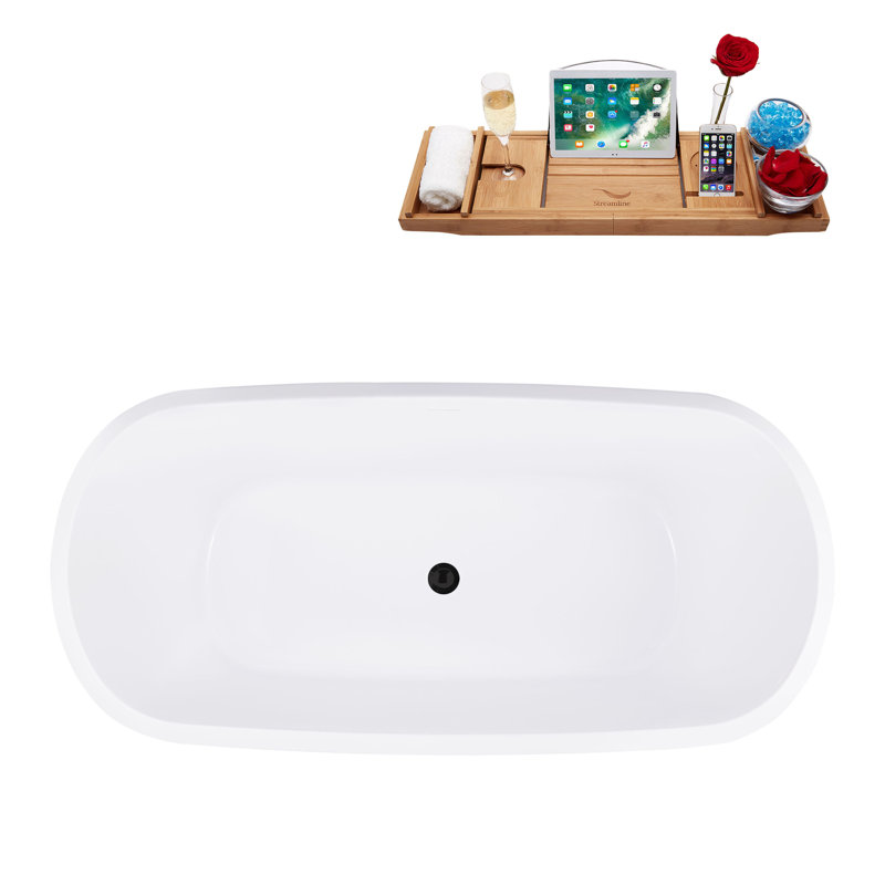 59.1'' x 28.3'' Soaking Acrylic Bathtub, Matte Black