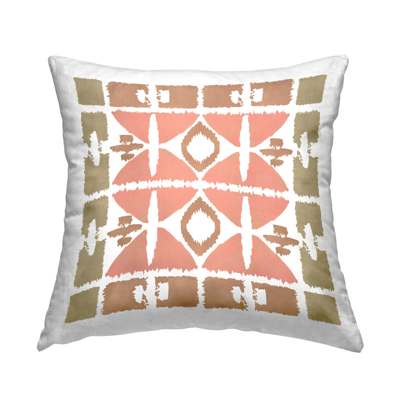 Coussin décoratif bohémien à motif géométrique Ikat par Flora Kouta