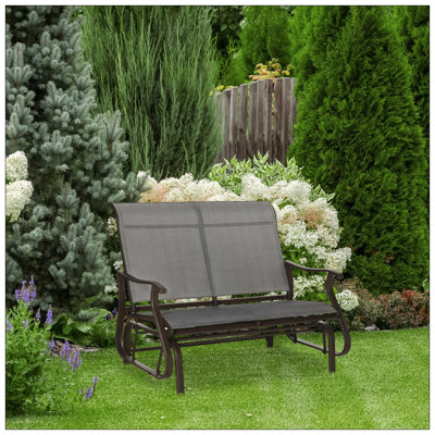 2-Person Outdoor Glider Bench,Patio Glider Loveseat Chair With Powder Coated Steel Frame,2 Seats Porch Rocking Glider For Backyard, Lawn, Garden And P by Ebern Designs