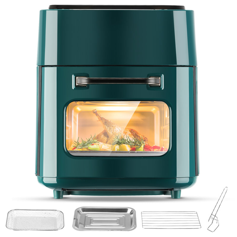 Friteuse à air comprimé - capacité de 15 L pour un usage domestique window Fenêtre d'observation visuelle, commandes tactiles, minuterie intelligente et réglages de température, affichage numérique, comprend un plateau de cuisson et un support ， 