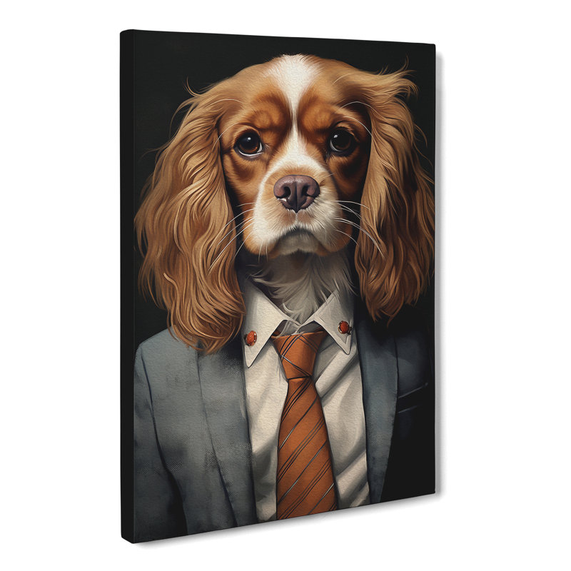 Cavalier King Charles Spaniel In A Suit No.6 - No Frame Print, 50cm H x 35cm W x 3cm D
