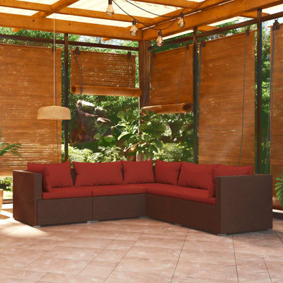 Ensemble de canapé de jardin extérieur en plastique enduit de poudre de rotin PE