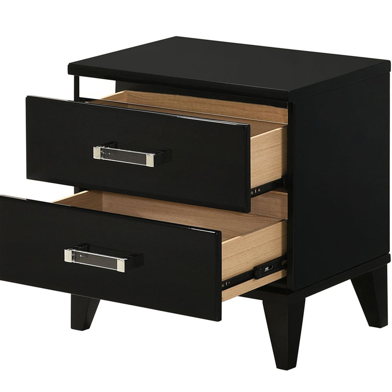 Table de chevet de la chambre à coucher 2 en noir - Accès facile à vos articles pour un fonctionnement en douceur et des caractéristiques