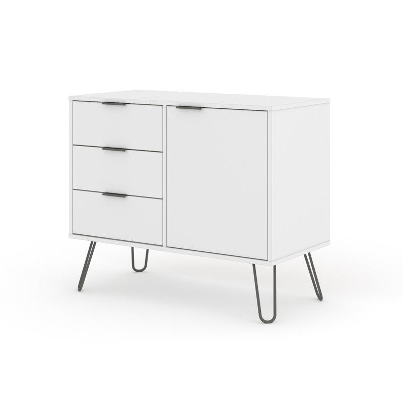 Dufresne Casual Living Small Sideboard with One Door and Three Drawers, White