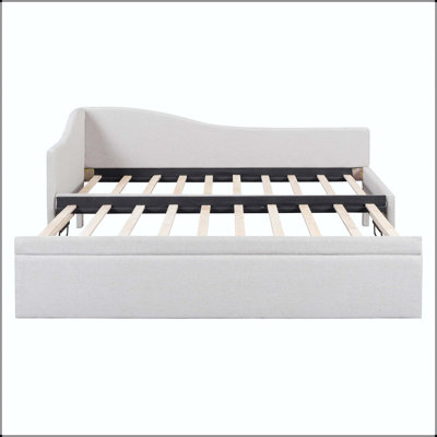 Twin L-Shaped Upholstered Daybed with Pop-Up Trundle