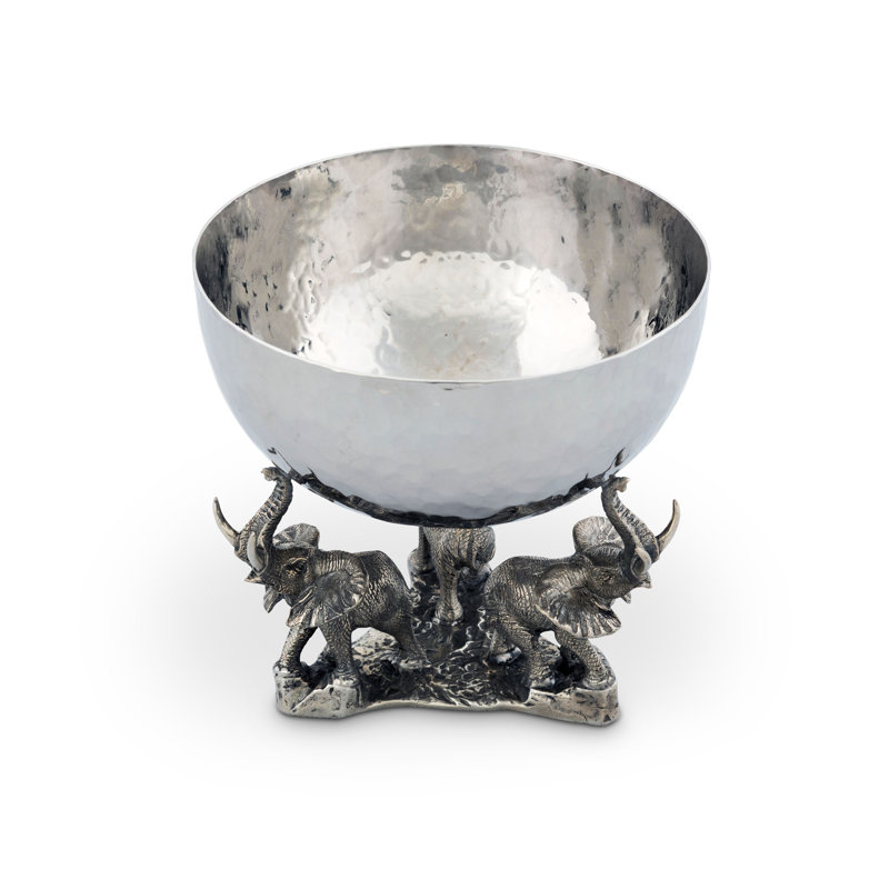 Safari Nut Bowl with 3 Pewter Elephant Base