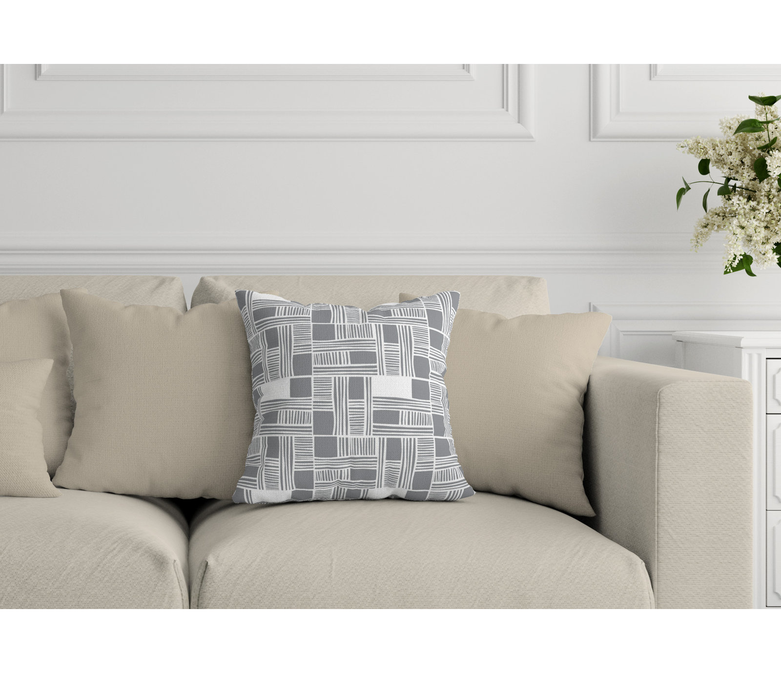 Kapri Indoor/Outdoor Throw Pillow, 19" x 19", Gray, Square