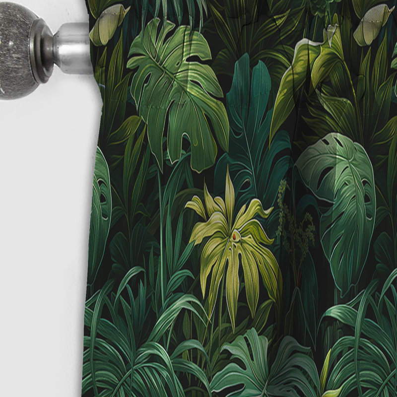 Motif tropical de la jungle - Rideau floral - Rideau occultant floral - 1 panneau, L 52 po x L 90 po