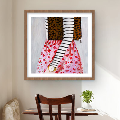 Fashionable Woman with Leopard Bag - Framed Print for Decor