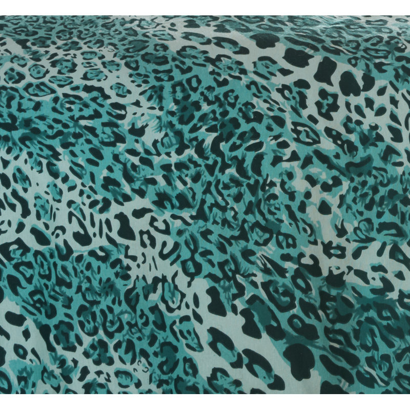 Blevens Animal Print Duvet Cover Set with Pillowcases, Black/Green, Super King Duvet Cover + 2 Standard Pillowcases