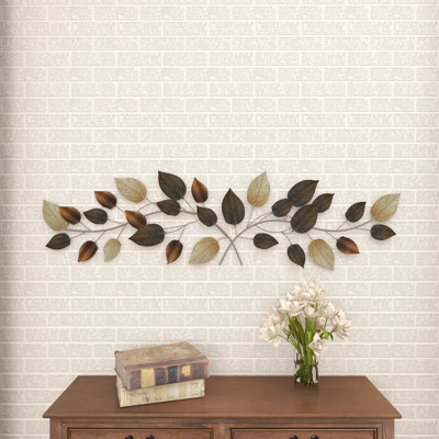 Metal Long Textured Leaf Home Wall Decor with Multiple Shades