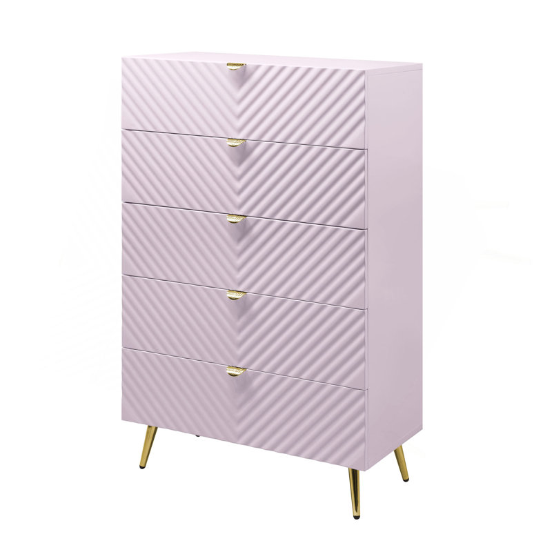 Commode rose à finition ultrabrillante