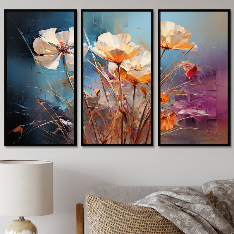 Ensemble de salon Weedman - Poppy Wall Art, H 28 po x l 36 po x P 1 po, Cadre flottant noir