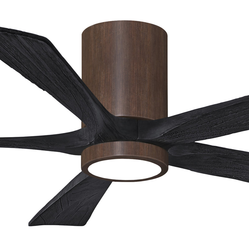 Ventilateur de plafond à 5 pales DEL avec ensemble d'éclairage inclus Irene, Ton noyer, 52", Noir mat