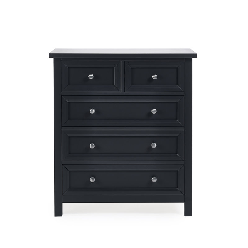 Jarin 84cm W 5 - Drawer Chest of Drawers, Black