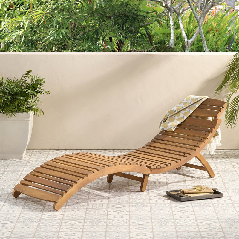 Chaise longue pliable en bois Lahaina, Brun