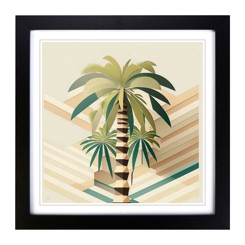 Palm Tree Geometric No.1 - Framed Print, Black