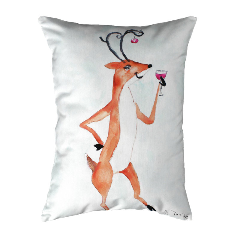 Deer Party Outdoor Reversible Throw Pillow