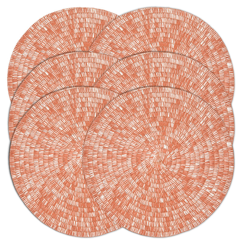 Ensemble de 6 napperons de 15 pouces en papier tissé rond, couleur: terre cuite