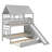 Twin Over Twin House Bunk Bed, Bed Frame With Trundle And Slide, Storage Staircase, Roof And Window Design-1931916818