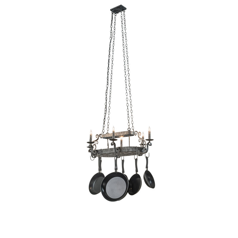 38" Long Neo 6 Light Pot Rack