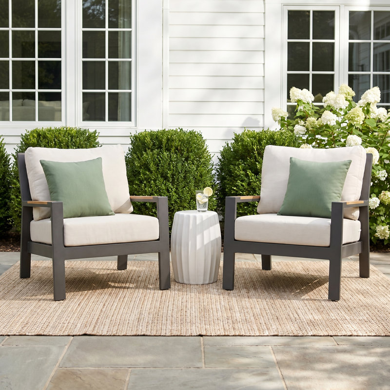 Jayton Black Aluminum Armchairs with Sunbrella