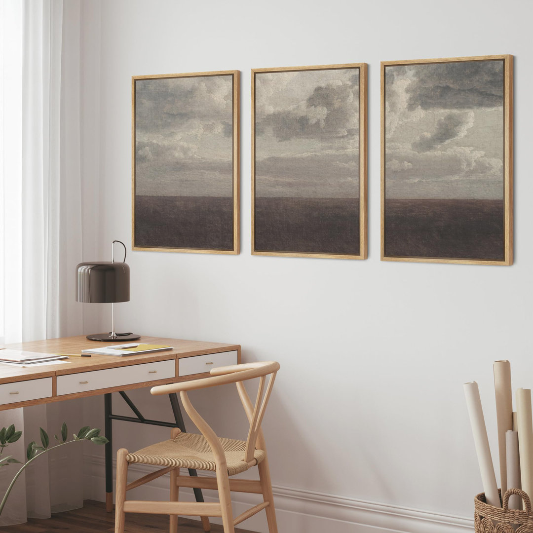 Rustic Countryside " Storm Cloud Pastoral Country Farmhouse Landscape Nature Modern Art Decor Rustic Relax " 3 - Pieces IDEA4WALL 