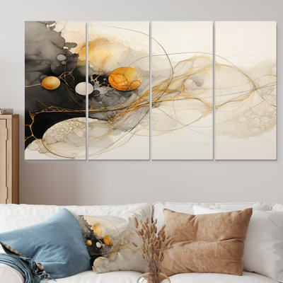 Maselli - Liquid ink Abstract Wall Art Canvas 4 Piece