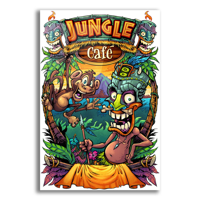 Junglecafe Amazon sur plastique / acrylique par Flyland Designs Print, H 24 po x l 16 po x P 0,2 po