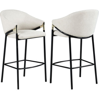2 tabourets de bar beige et noir brillant, chaises de salle à manger modernes avec sièges rembourrés, 2 tabourets élégants, coussins décoratifs rembourrés de mousse