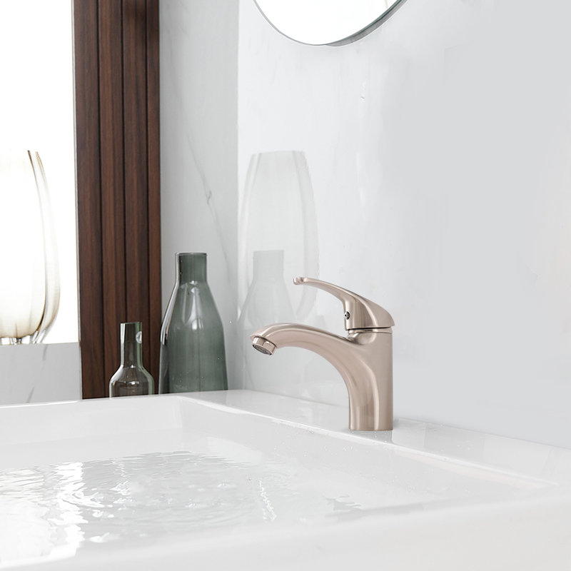 Bathroom Sink Faucets Single Hole Modern Style, Brushed Nickel