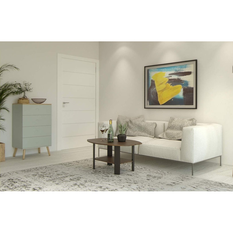 Table basse avec rangement Sarwan, Noir, Noyer