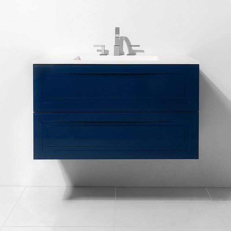 Alma 36.25" Wall Mounted Single Bathroom Vanity with Top, Blue