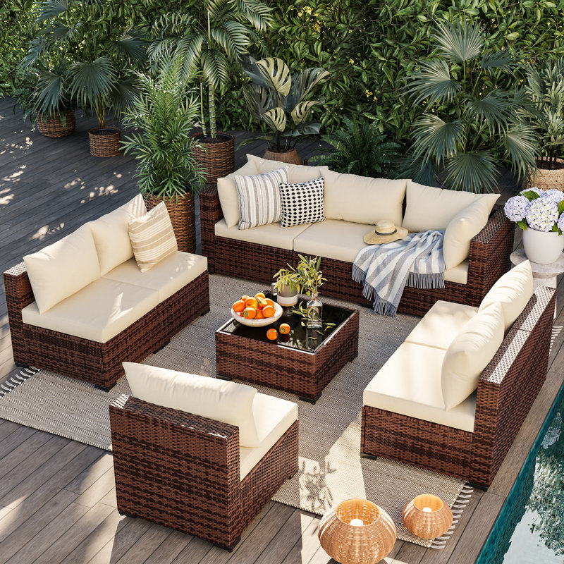 Ensemble de conversation pour 8 personnes, Beige