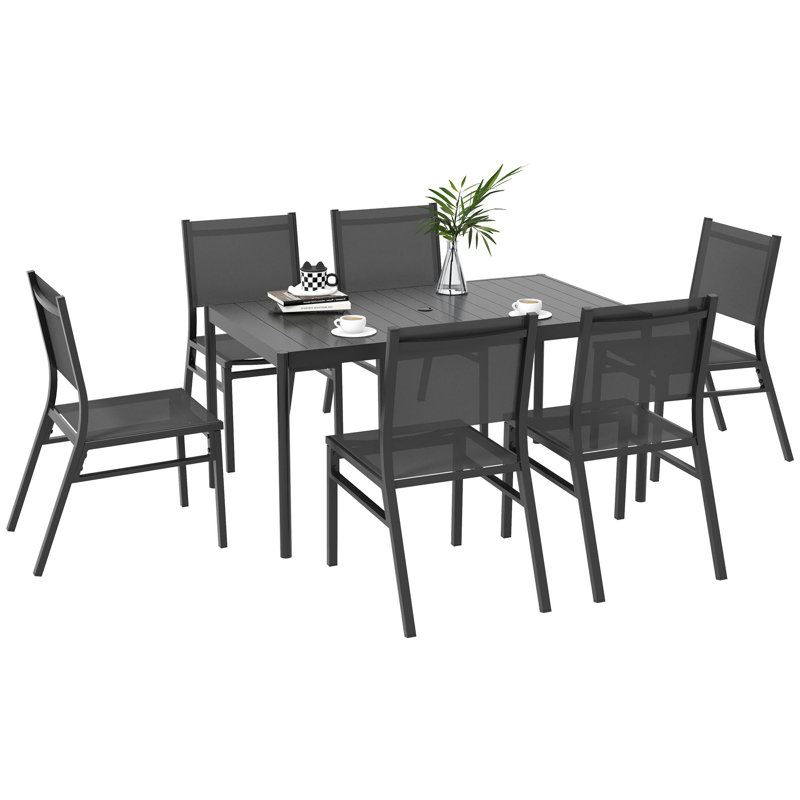 Daphne 6 - Person Patio Dining Set Umbrella Hole Included Rectangular Table