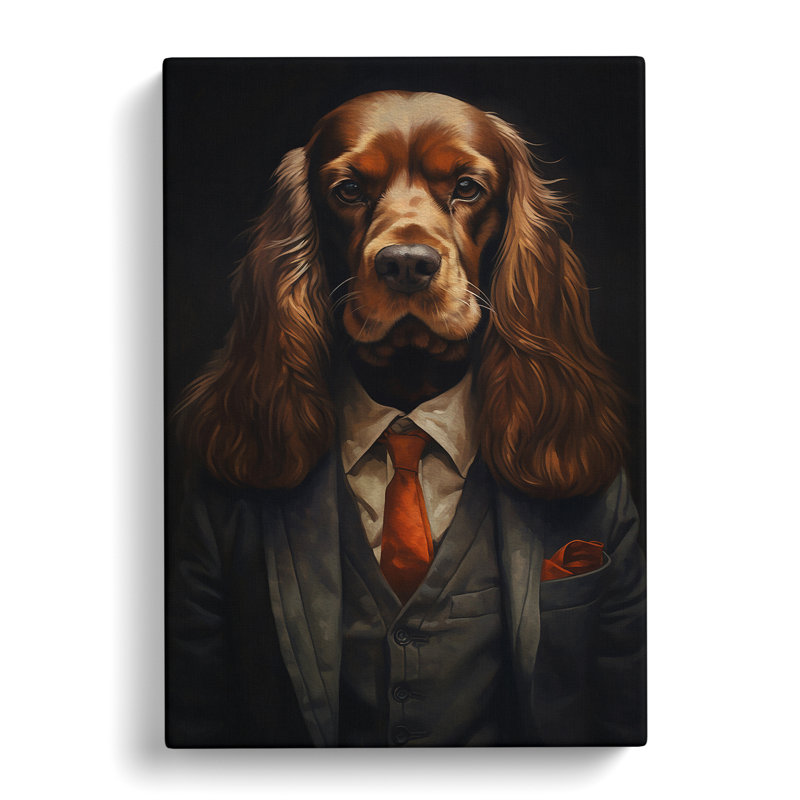 Cocker Spaniel in a Suit Painting - Wrapped Canvas, 50cm H x 35cm W x 3cm D