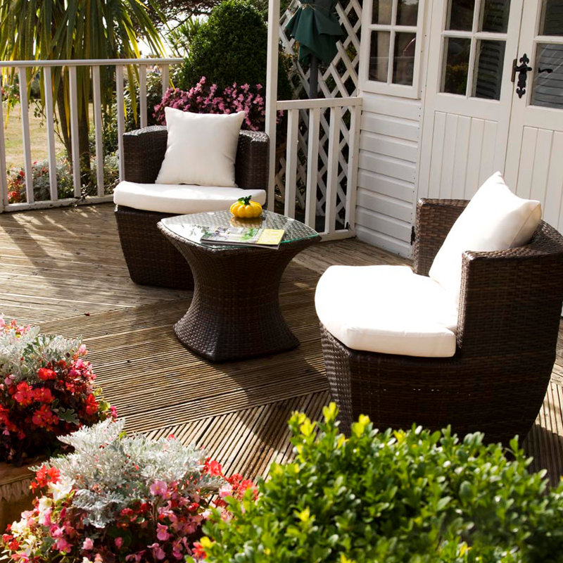 Provence Rattan 2 Seater Square Tea For Two Set in Cappuccino