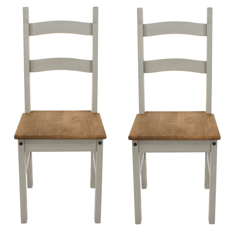 Chaise d'appoint en bois massif Nolea, Brun/gris