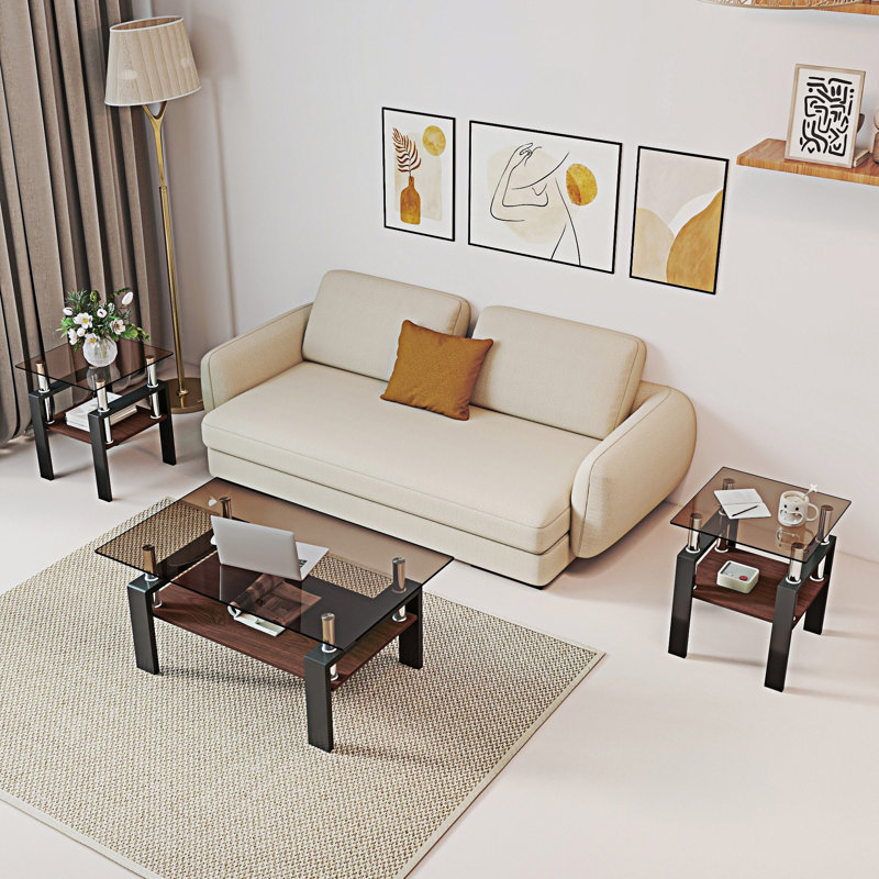 Ensemble de tables basses, Brun, Noir