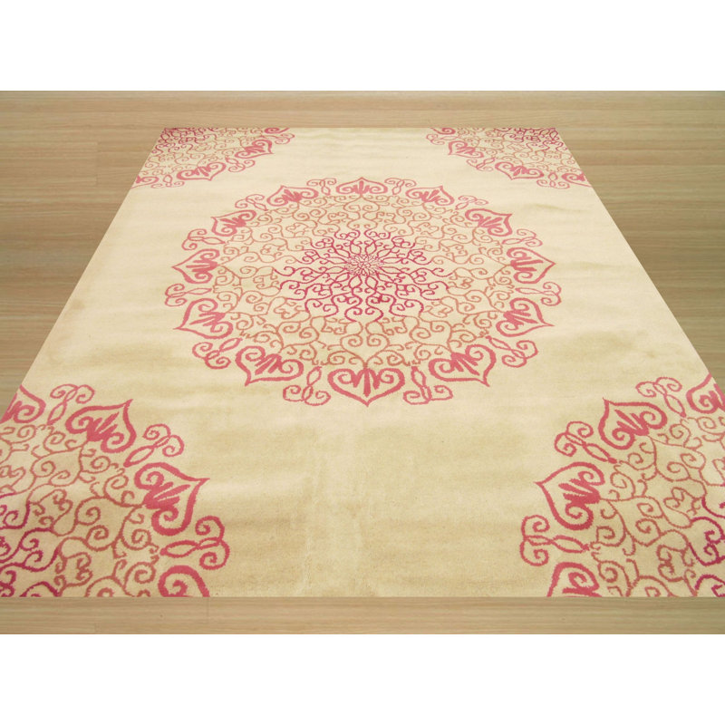 Harlow Nina Red Hand Tufted Wool Area Rug, Rectangle 5' x 8'