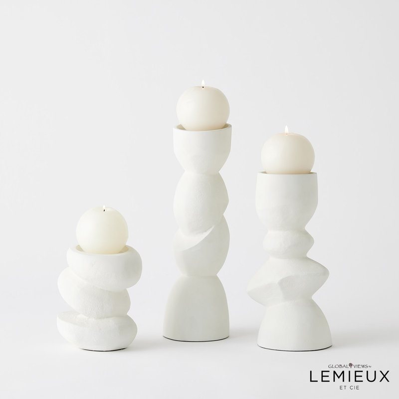Pradier Candle Holder-White-Med