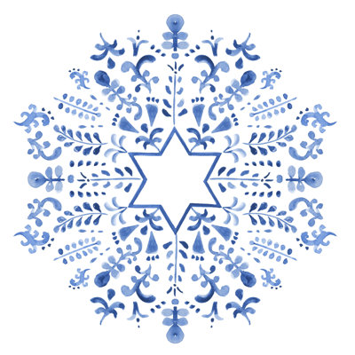 Indigo hanukkah III 1 Piece Wrapped Canvas Painting