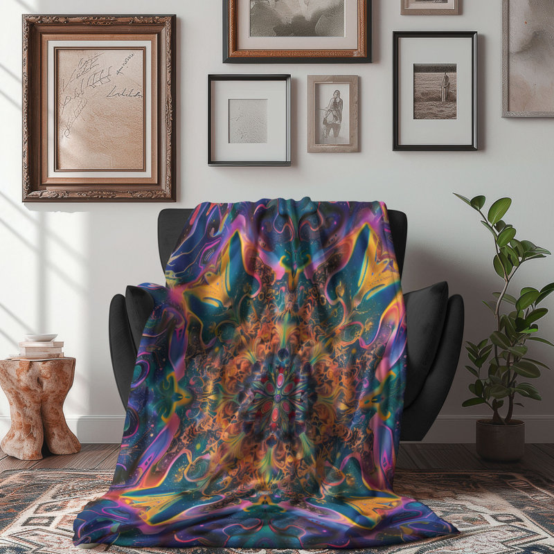 Couverture psychédélique 1 pièce, L 80 po x l 60 po